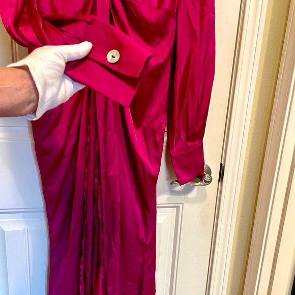 NEW Fashion Nova Queen Moment Satin Maxi Dress SZ 1X Magenta Dressy - Picture 8 of 15